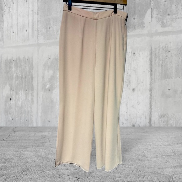 R&M Richard Nude/Blush Wide Leg Flowy Side Slit Dress Pant 12 Petite - Picture 1 of 13